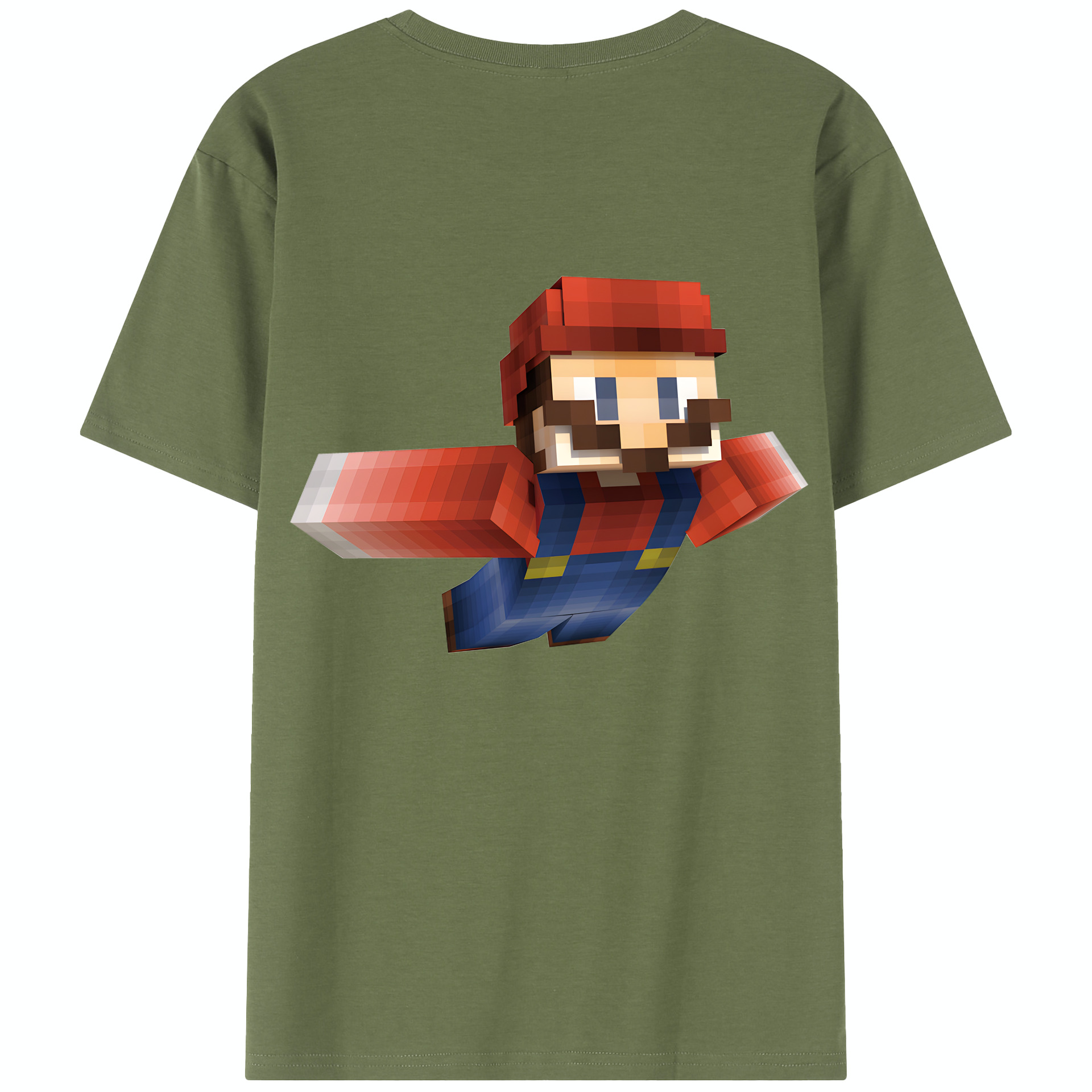 （画像用） マインクラフト ブロックの世界 Minecraft MC Block world 綿100％半袖Tシャツ（背面プリント）